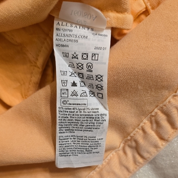 All Saints Soft Peach Off-Shoulder Mini Dress - Picture 10 of 13